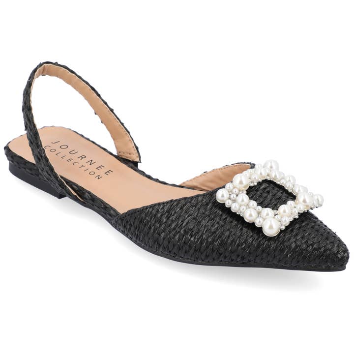 Journee - Wholesale Flats - Women's - Hannae Slingback Flats In Faux Raffla