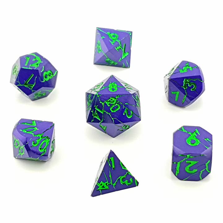 Wraith Bloom | Solid Metal Dice | 7 Piece Set for wholesale by Tabletop Dominion Limited