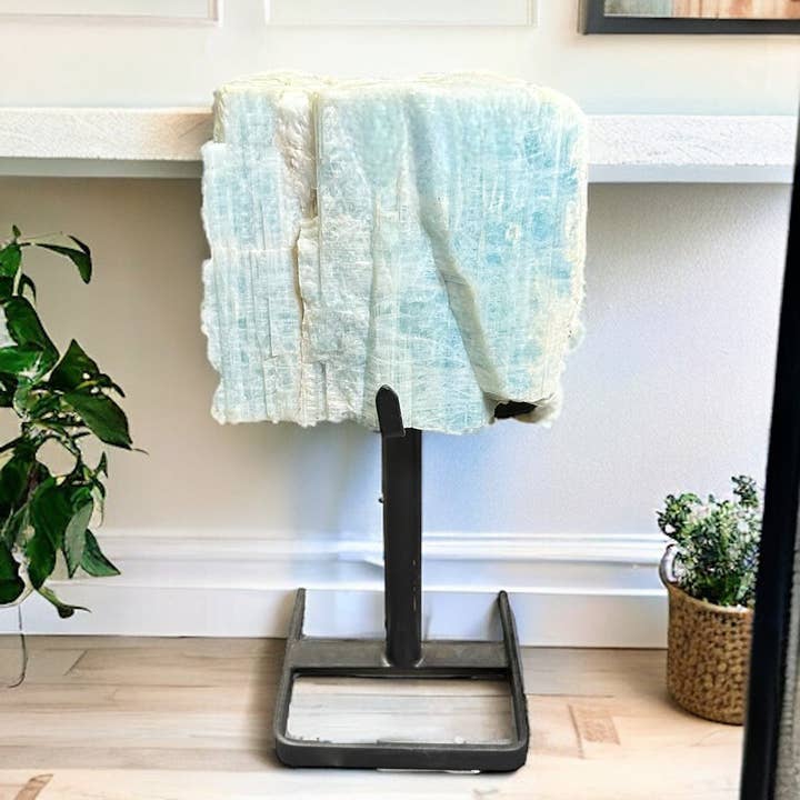 Rock Paradise - Wholesale Spiritual Stone/Crystal - Rough Aquamarine on Metal Stand - Large Crystal Decor -