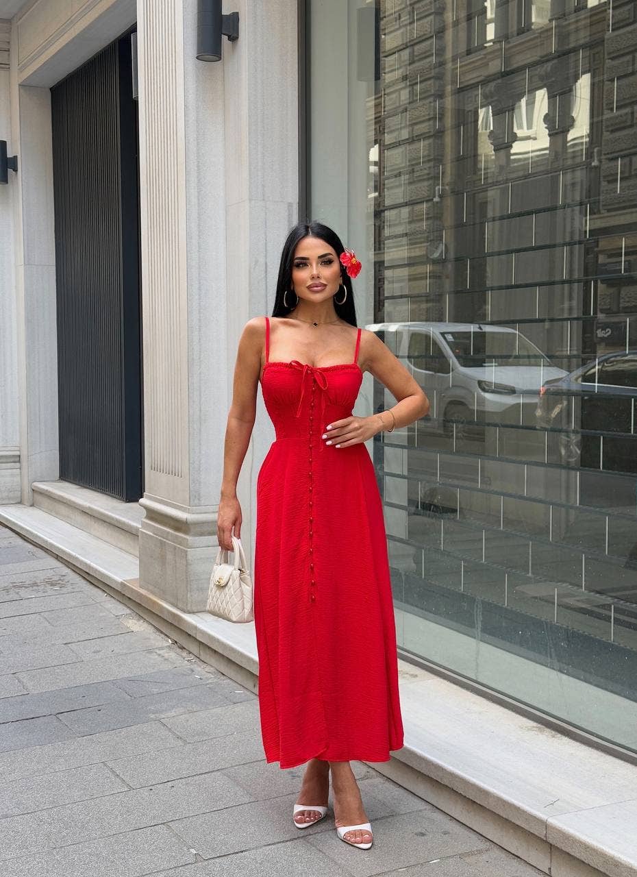 Standpoint Top – wholesale Dress – Women's – The Riviera Charm Lace-Up Midi Dress Summer Romance - 120212