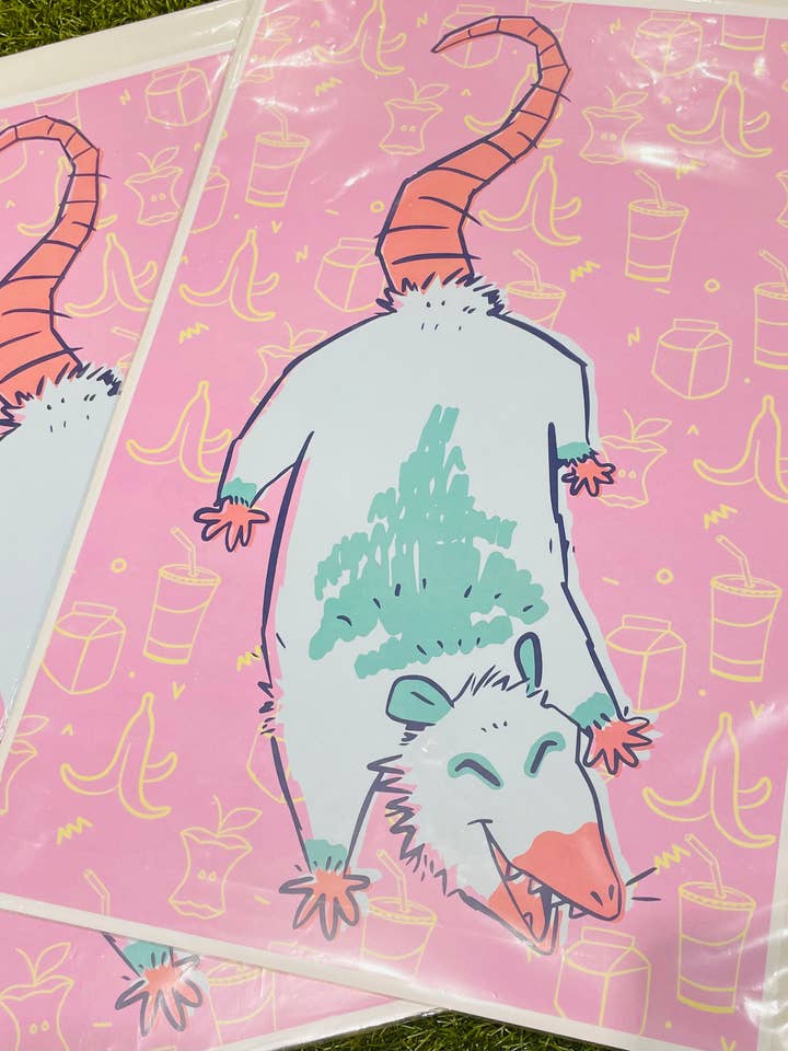 Trashy Possum 11x17" art poster print for wholesale by Spring Fox Studios