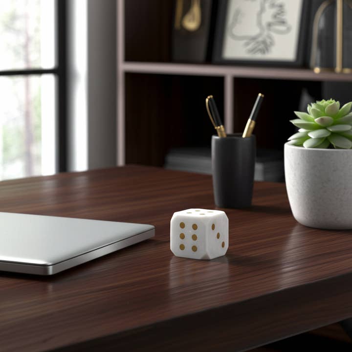 Sagebrook Home - Wholesale Decorative Tabletop Object - Marble Dice Shape Decorative Sculpture - White, 4 in.9