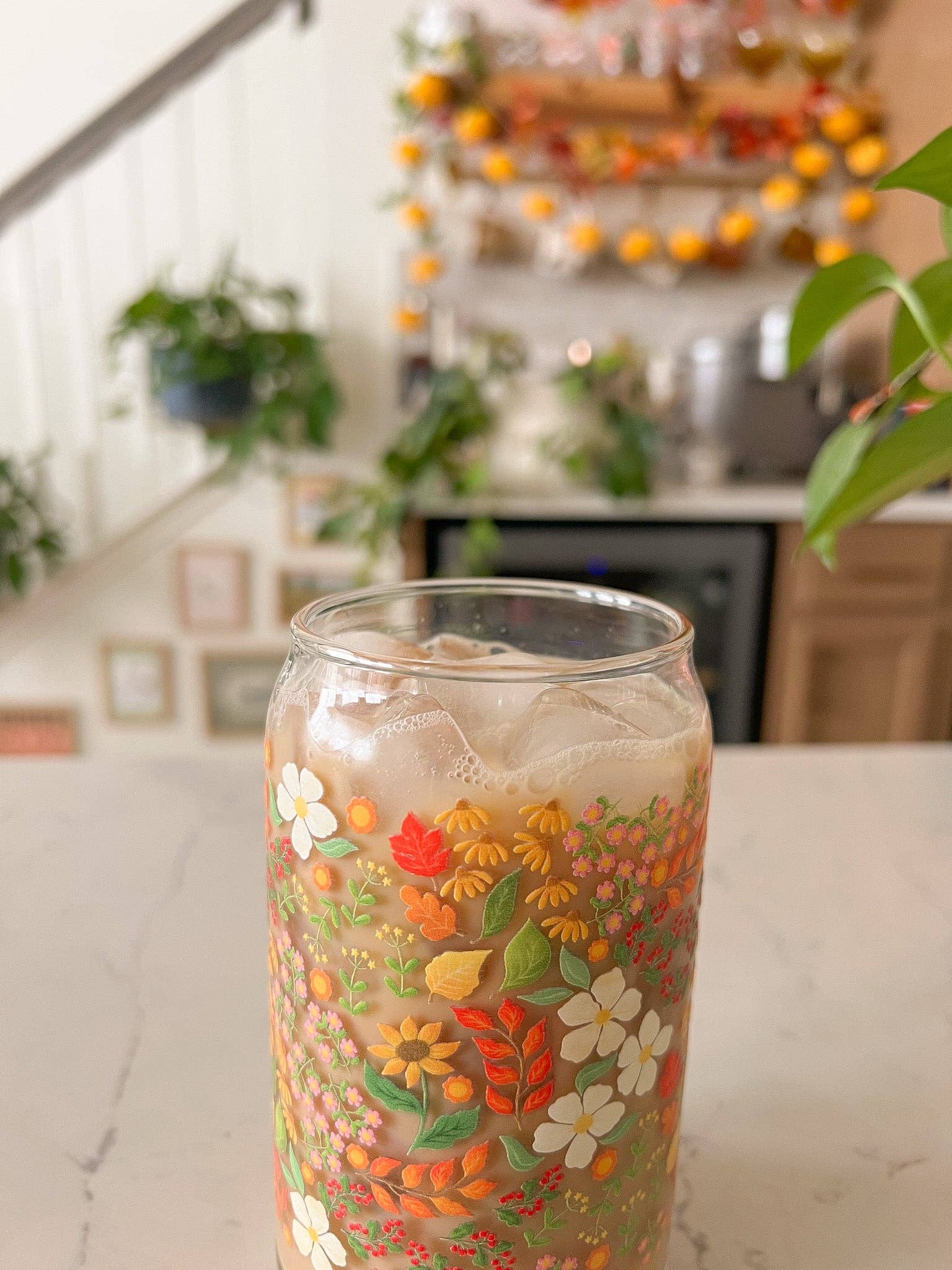 Hart and Flora Shop - Wholesale Drinking Glass/Cup - 16oz Fall Floral Glass2