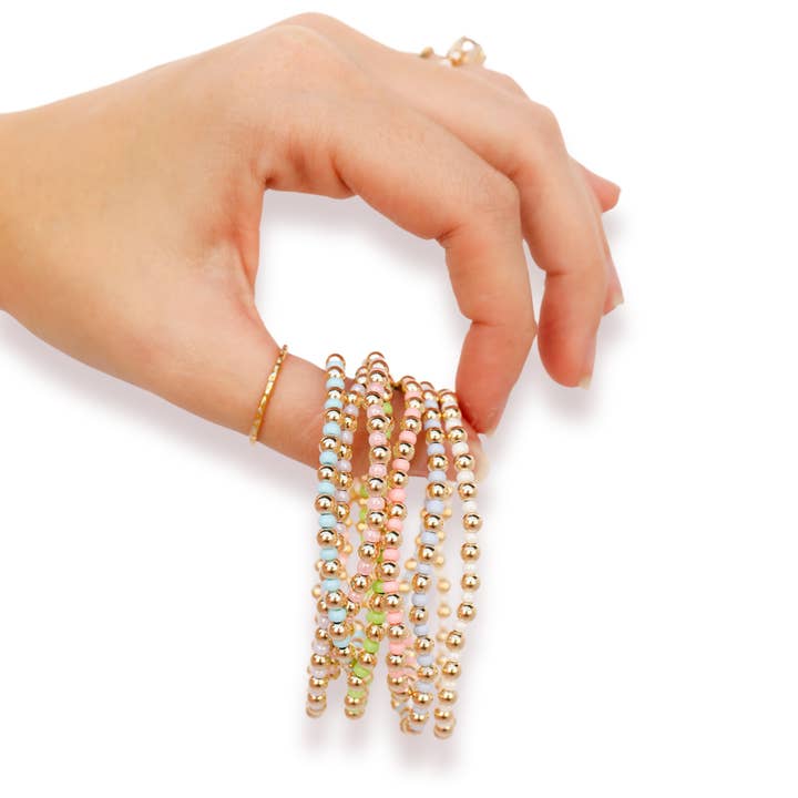 Beaded Blondes - Wholesale Beaded Bracelet - Demi Bracelet in Luster Pink