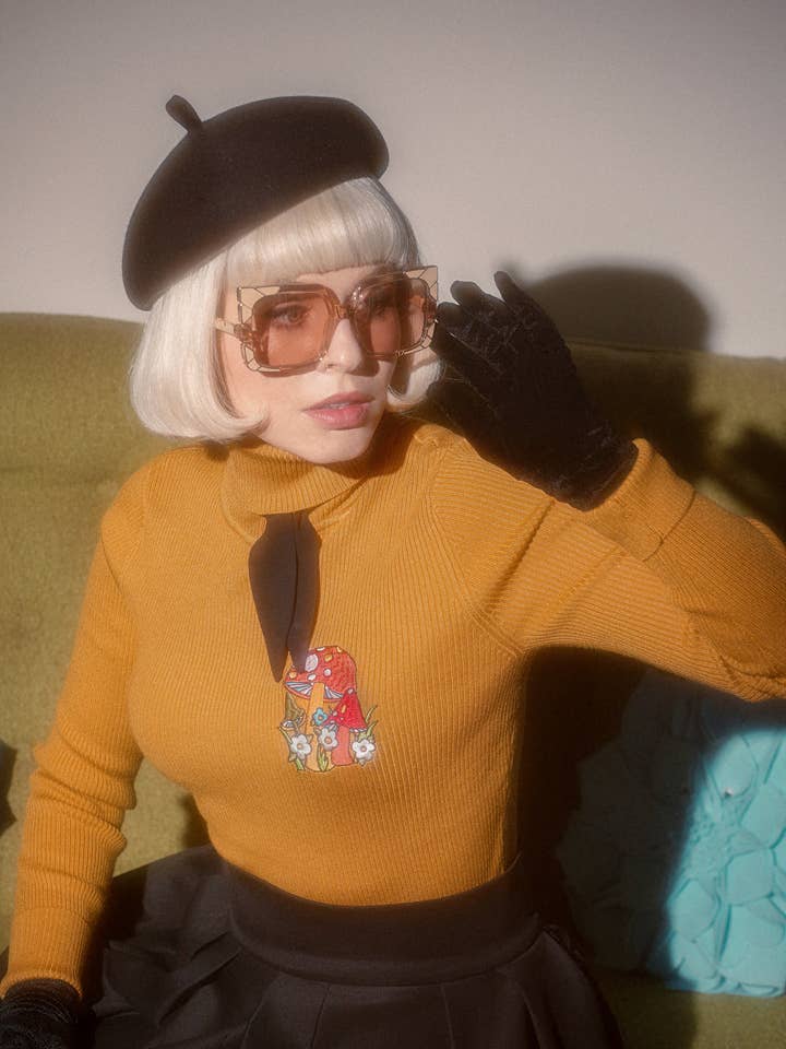 Mischief Made – Pulôver - Mulher por atacado – Camisola Gola Mostarda Gola4