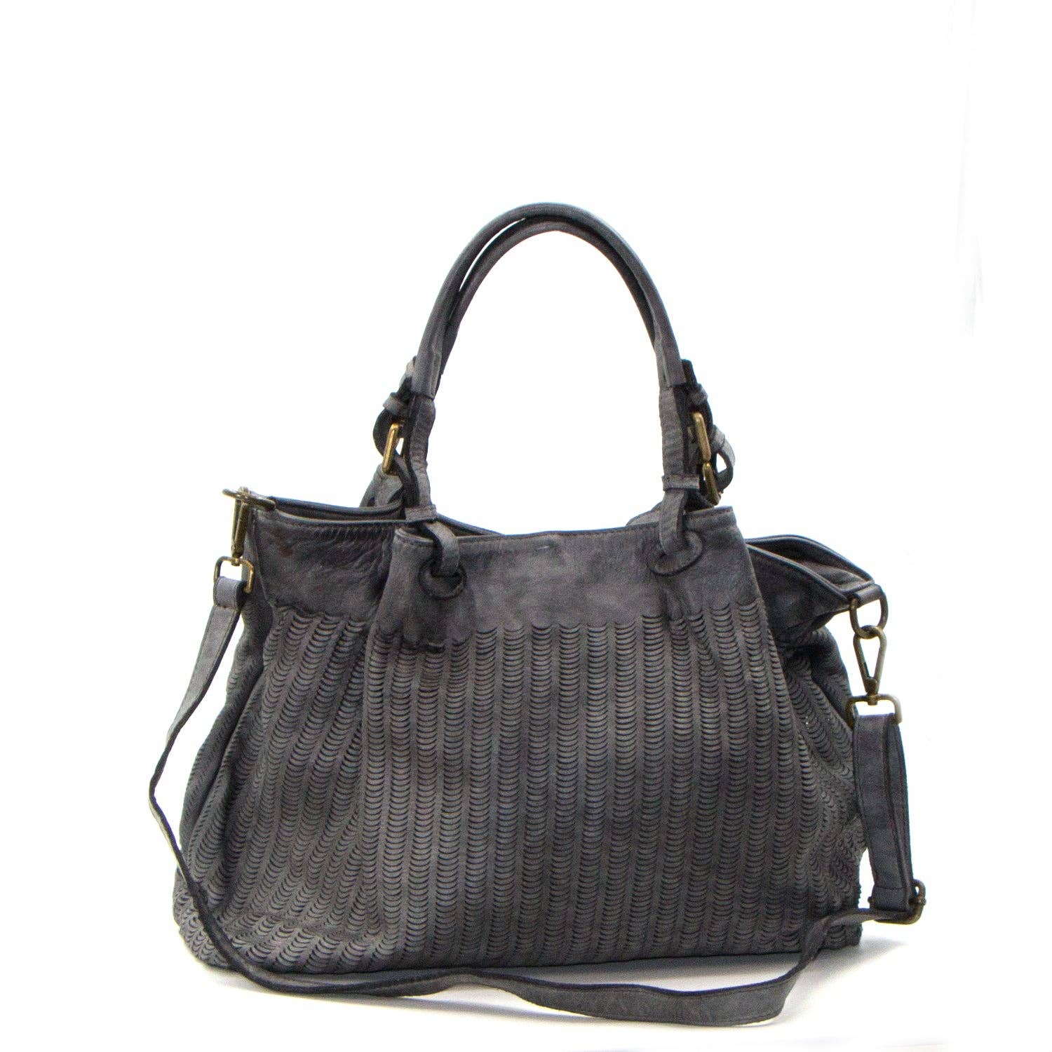 Tempest Designs - Wholesale Shoulder Bag - Women's - Punch pattern vintage washed Italian leather handbag with long strap5