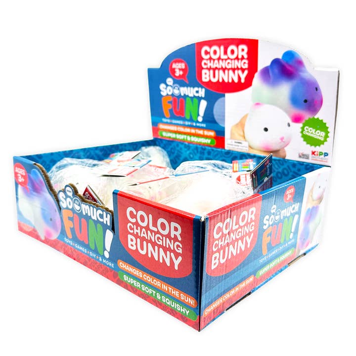 Kipp Brothers - Wholesale Squishy Toy - Kids & Baby - Squish and Squeeze Color Changing Bunny - 12 Piece Display