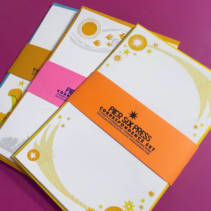 Pier Six Press - Wholesale Stationery/Notecard Set - Starlight - Risograph Correspondence Kit1