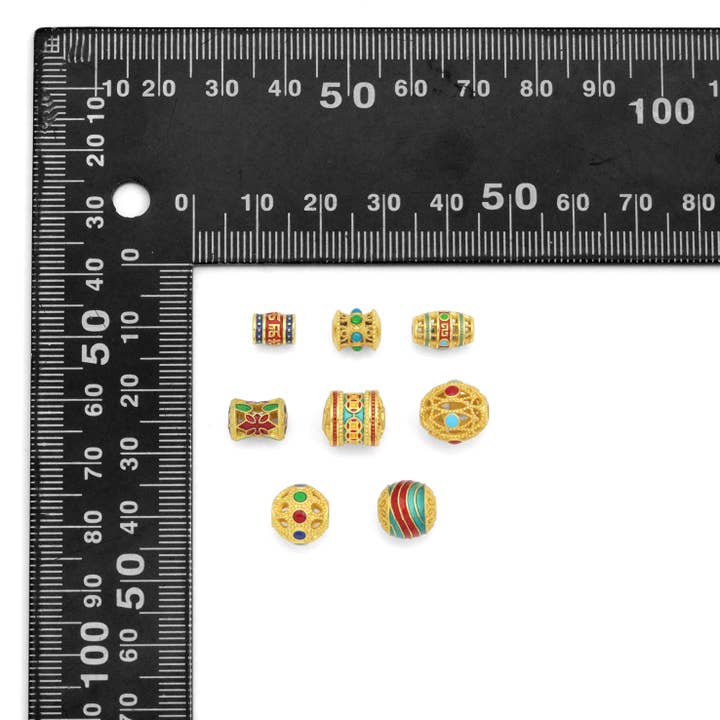 BestBeads&Beyond - Wholesale Individual Charm/Pendant - Tibetan-Style Enamel Bead Charm, Colorful Barrel & Round Beads for Jewelry Making, Sku#Y10651