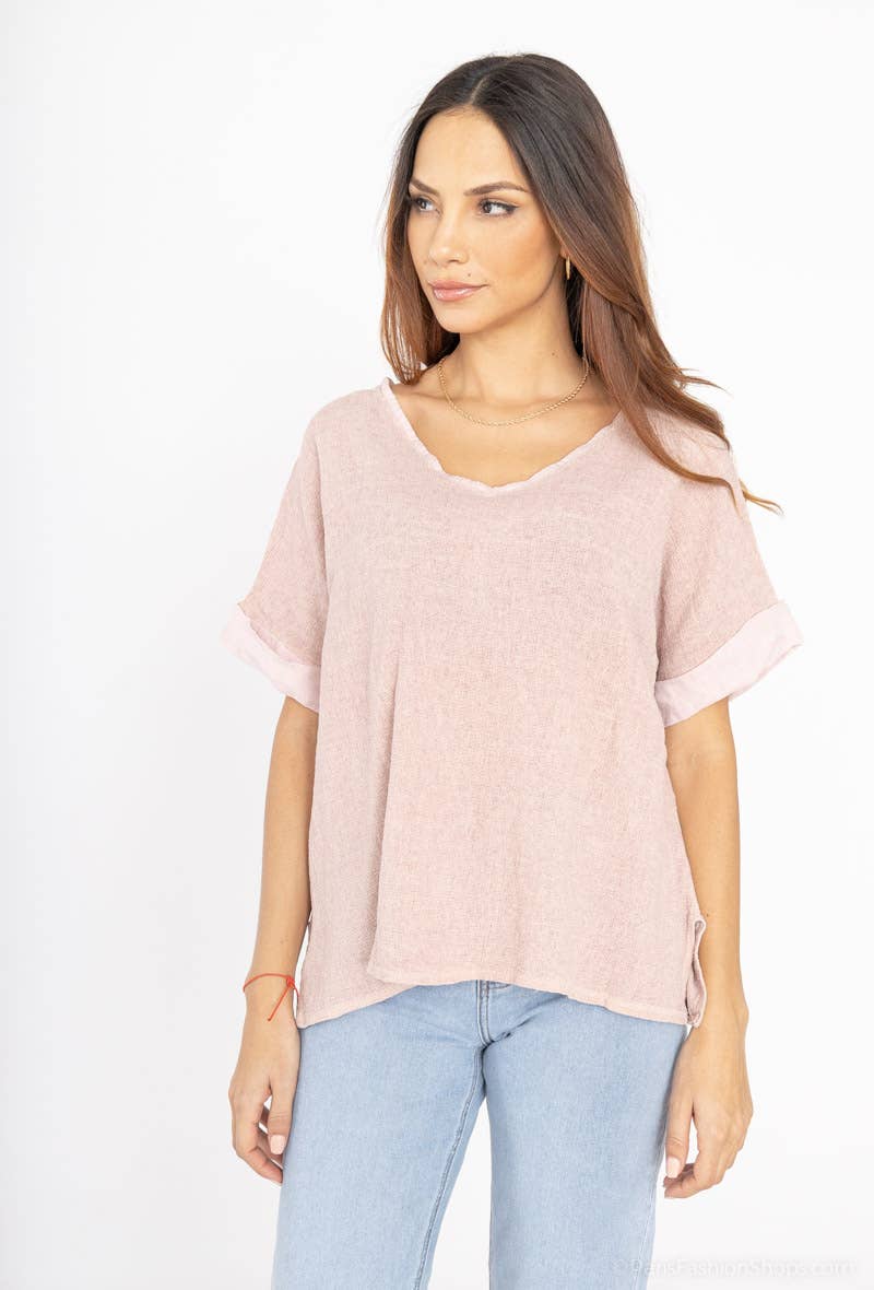 LINEN & COTTON HOUSE – Blusa - Mulher por atacado – Camisa de algodão e linho tamanho único56