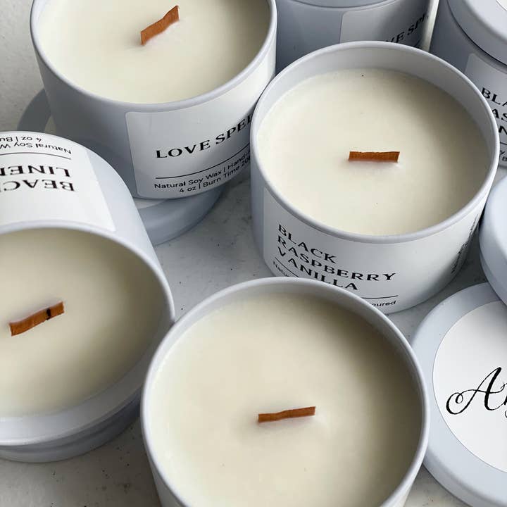 Akivodu Candles - Wholesale Travel Candles - Wood Wick Candle 4 oz- Multiple scents