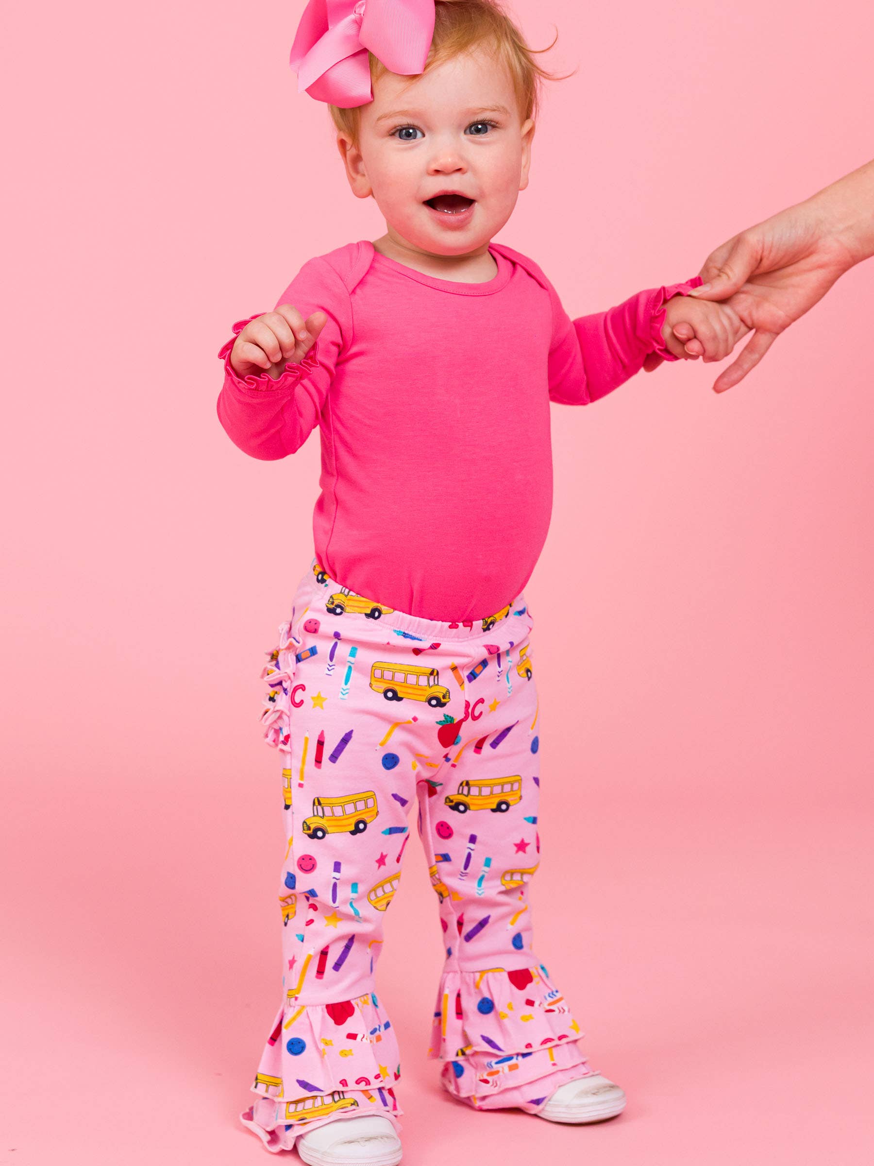 Baby Girls Pink School House Ruffle Flare Pants for wholesale on Faire6