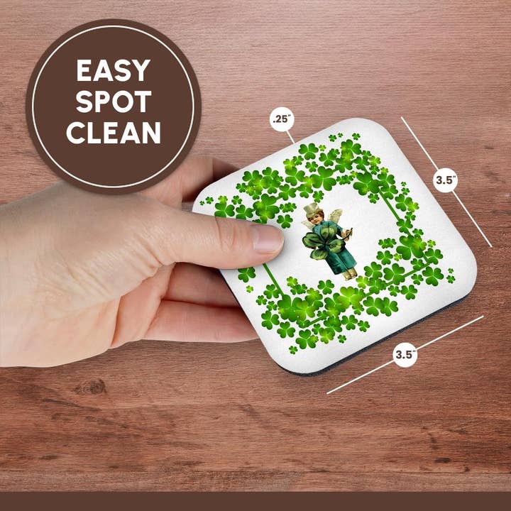 3dRose - Wholesale Coasters - 3dRose, Irish Vintage Sweep and Clover Frame - Happy St Patricks Day, Coaster13