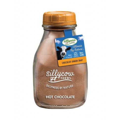 Chocolate Ginger Snap Hot Cocoa Mix 16.9 oz Glass Bottle for wholesale by Sillycow Farms