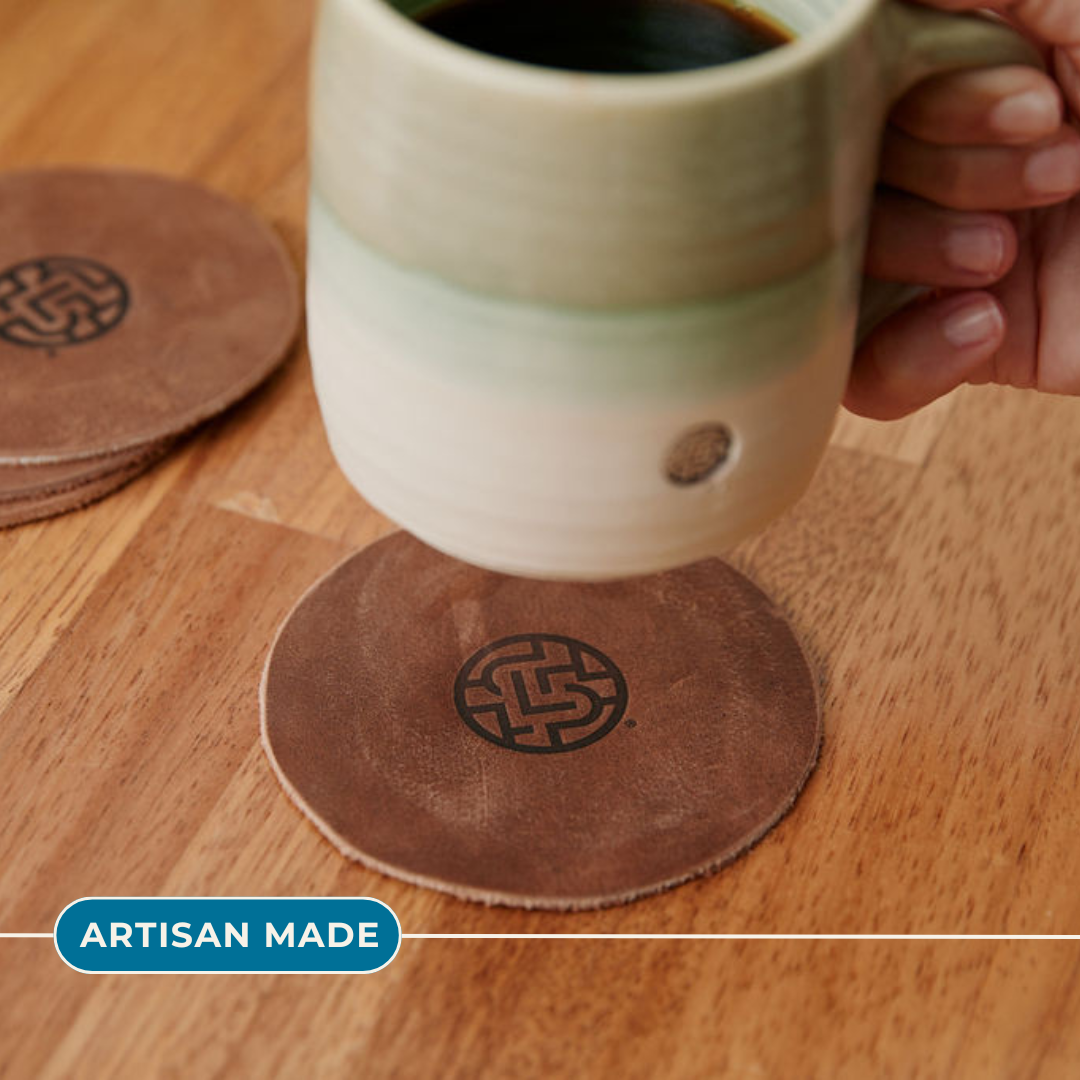 Lazarus Artisan Goods – wholesale Coasters – Leather Coaster Set |  4-pack | Home Decor | Artisan Made0