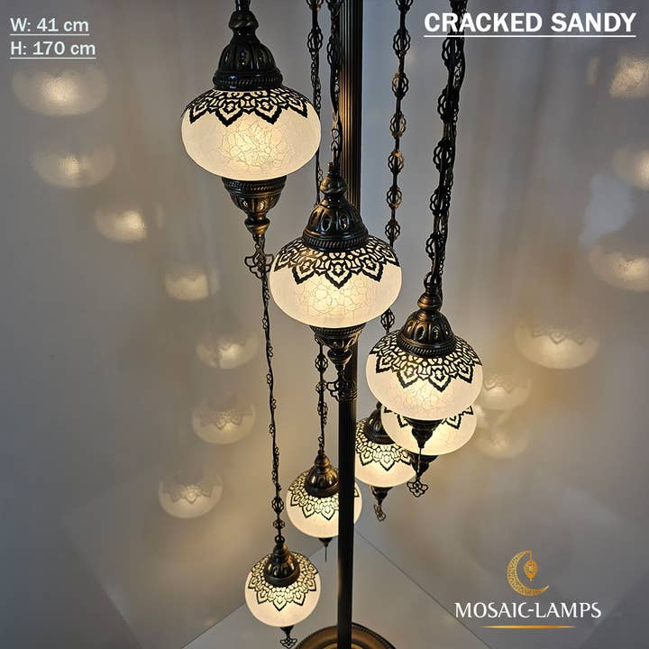 Mosaic Lamps – Engroshandel Gulvlampe – 7 Cracked Clear Globe tyrkiske gulvlamper, Stue Bedsi20