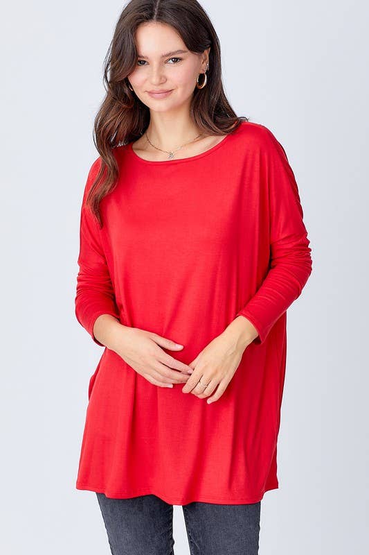 A.gain – wholesale Tunic – Women’s – 11003L07 - SOLID LONG SLEEVE PIKO TOP1