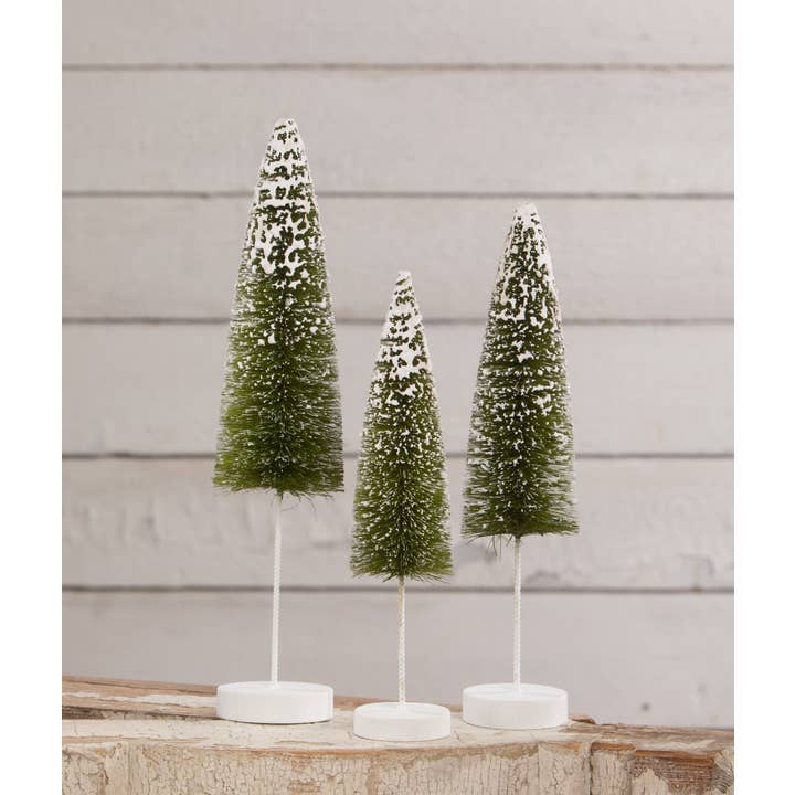 Bethany Lowe Designs - Wholesale Christmas Decoration - Snow Covered Green Bottle Brush Tree S3