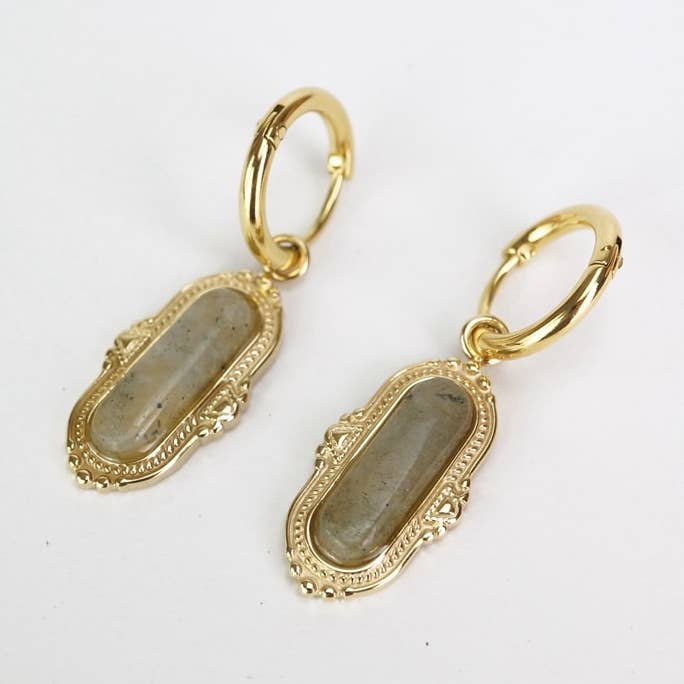 Victoria Moda - Wholesale Hangende/ronde oorbellen - Oorbellen van roestvrij staal in natuursteen0