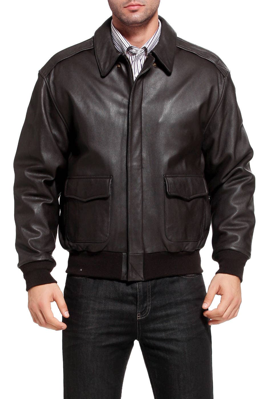 Dark Brown Landing Leathers Men Air Force A2 Leather Flight Bomber Jacket for wholesale on Faire1