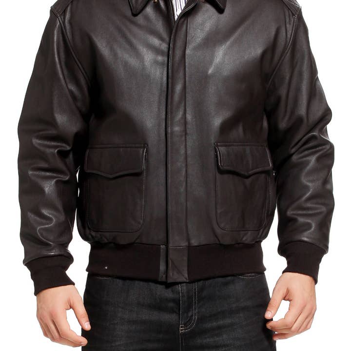 Dark Brown Landing Leathers Men Air Force A2 Leather Flight Bomber Jacket for wholesale on Faire1