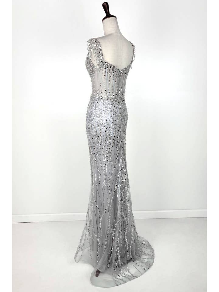 Chicas - Wholesale Gown - Women's - Off the Shoulder Sequin and Bead Long Dress C33163