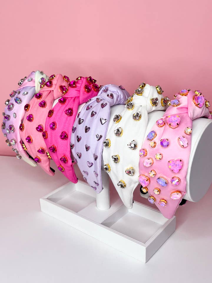 Valentine Crystal Heart Jeweled Headbands for wholesale by Brittyland