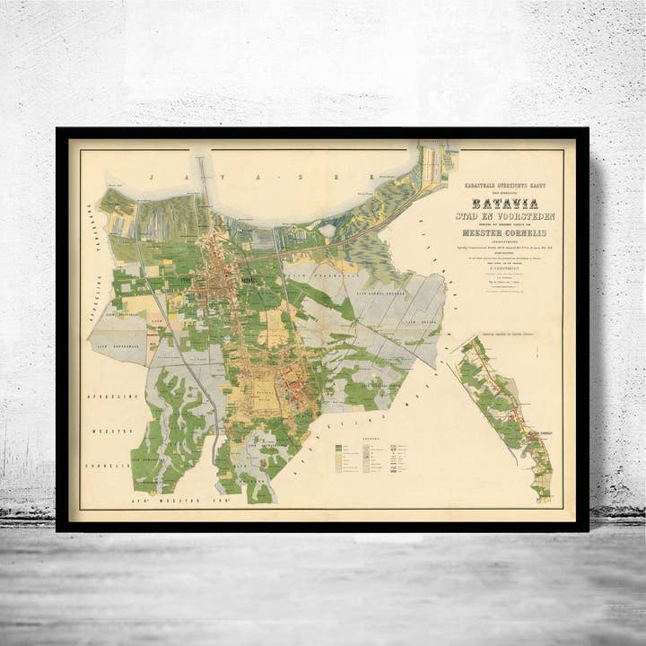 Mapa antiguo de Yakarta Batavia Indonesia 1876 | Impresión de arte mural de mapa vintage para venta al por mayor de OldCityPrints - Old Maps and Posters