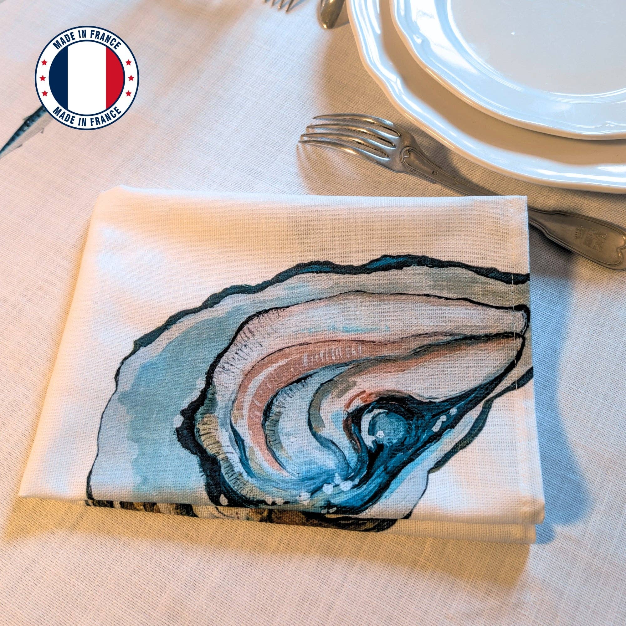 Varek Illustrations - Wholesale Dinner & Cloth Napkin - Basketweave cotton napkin: Oyster2