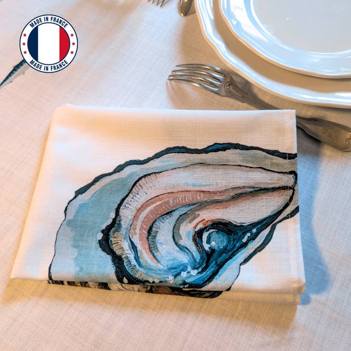 Varek Illustrations - Wholesale Dinner & Cloth Napkin - Basketweave cotton napkin: Oyster2