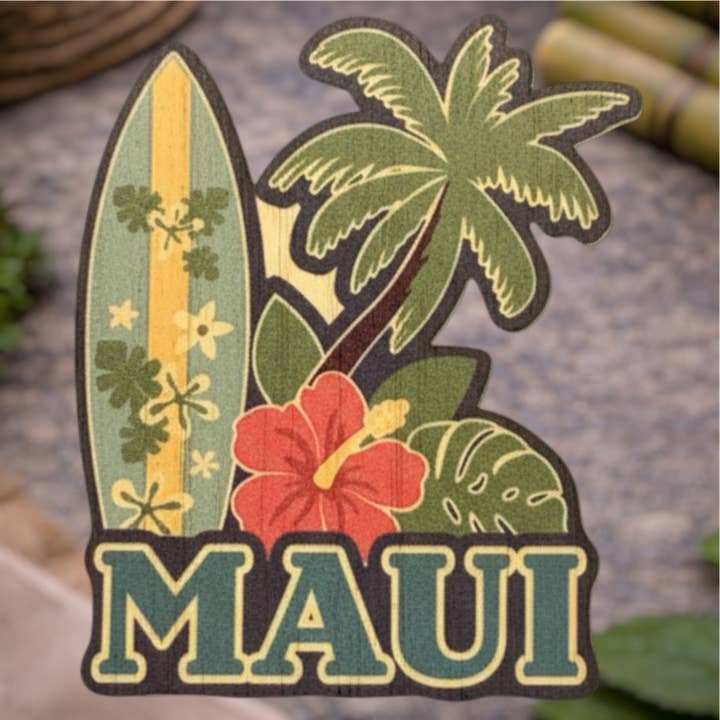 Surfing-MAUI for engroshandel hos Bamboo Wood Stickers