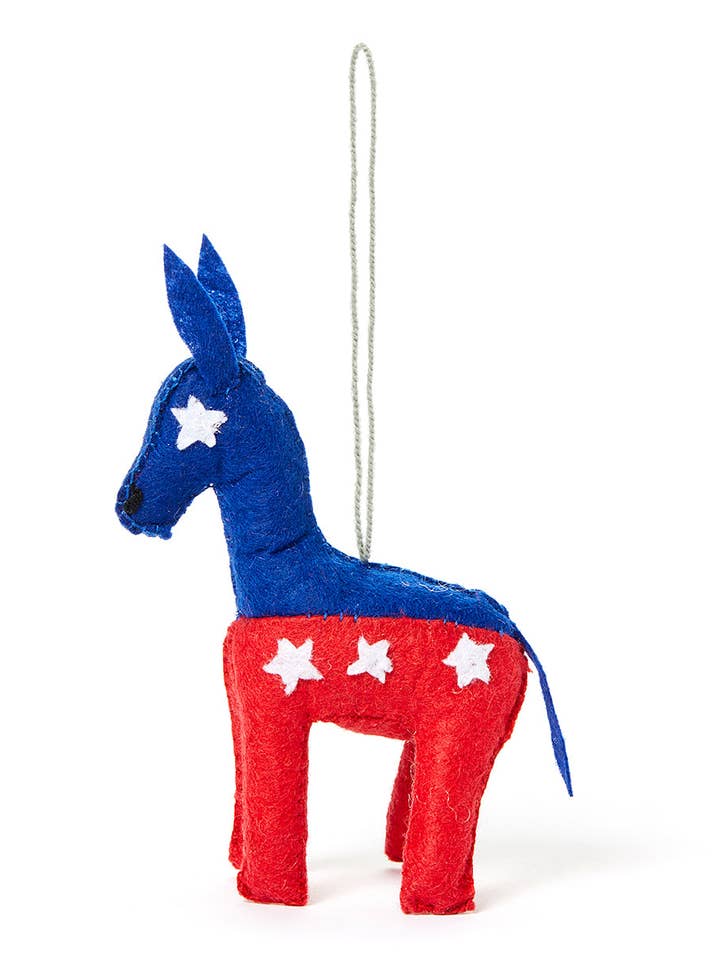 Political Donkey Ornament for wholesale by Silk Road Bazaar