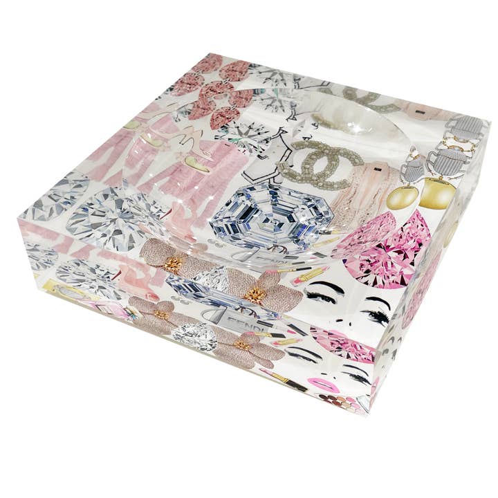 Bougie Women Nuevo Rose Blanc Acrylique Bonbonnière pour la vente par Nicolette Mayer Collection