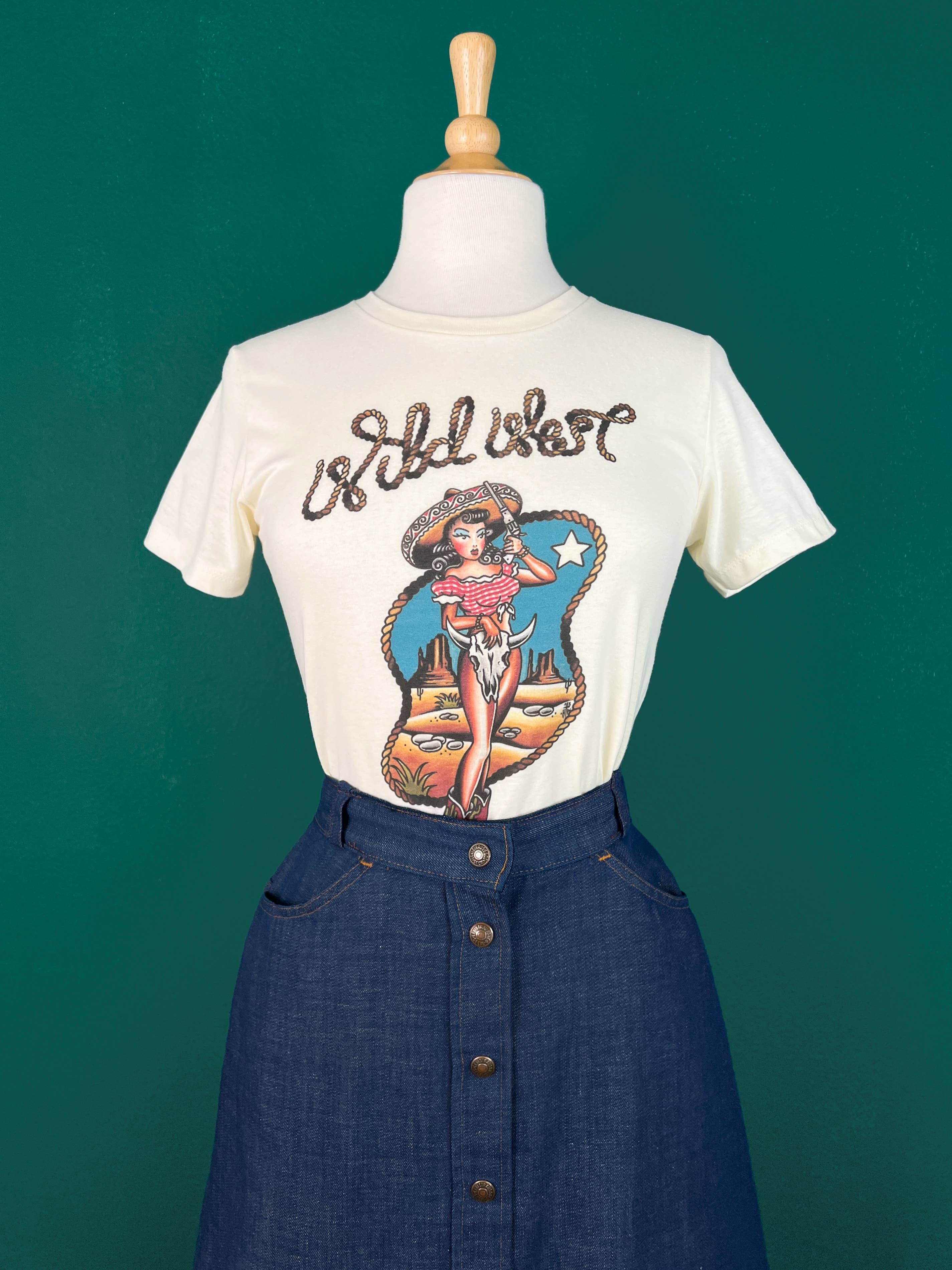 Mischief Made - Wholesale Screen Printed T-Shirt - Women's - Wild West Tee in Ivory6