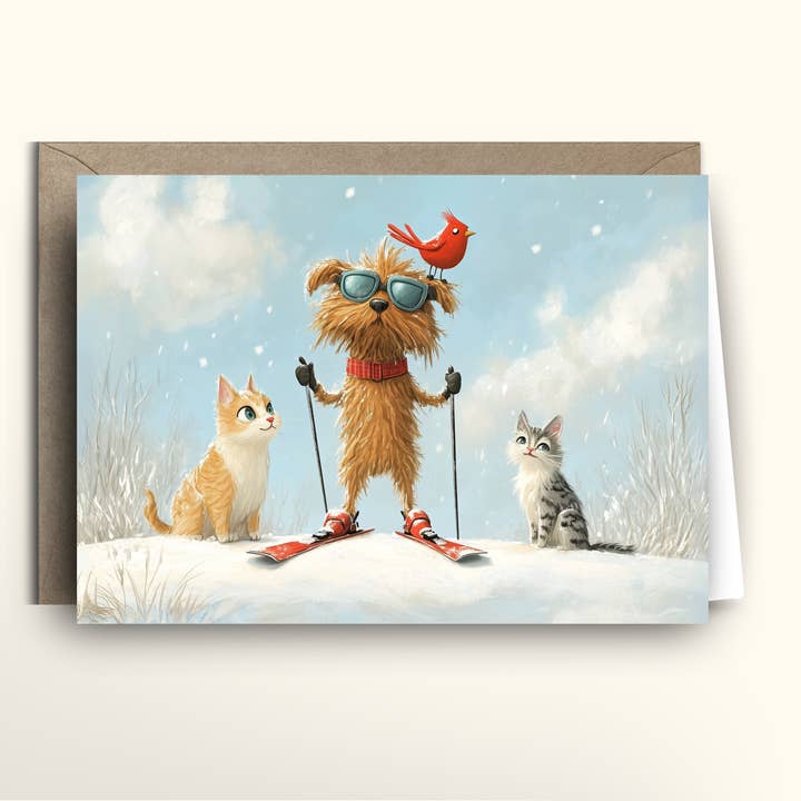 Ski Pals Greeting Card - packs of 10/20/50/100 for wholesale by imagii Greeting Cards & Notebooks