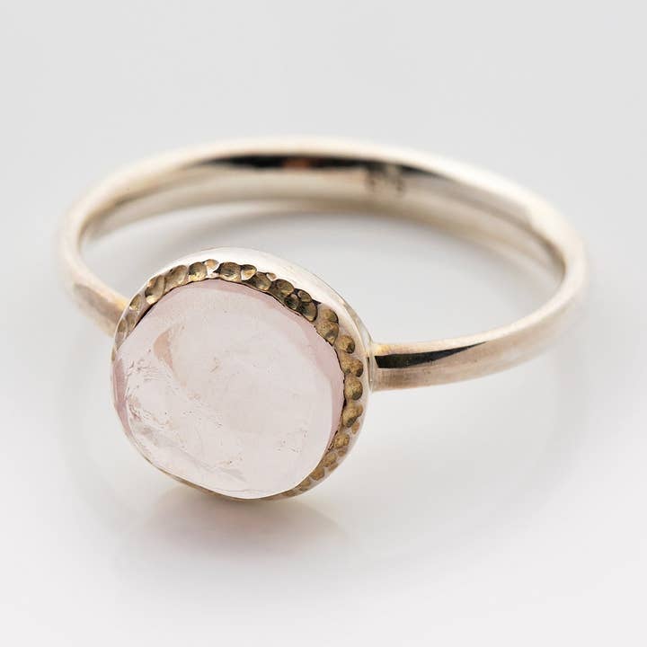 Rose Quartz Raw Gemstone Ring, Sterling Silver- Lula for wholesale by Koko