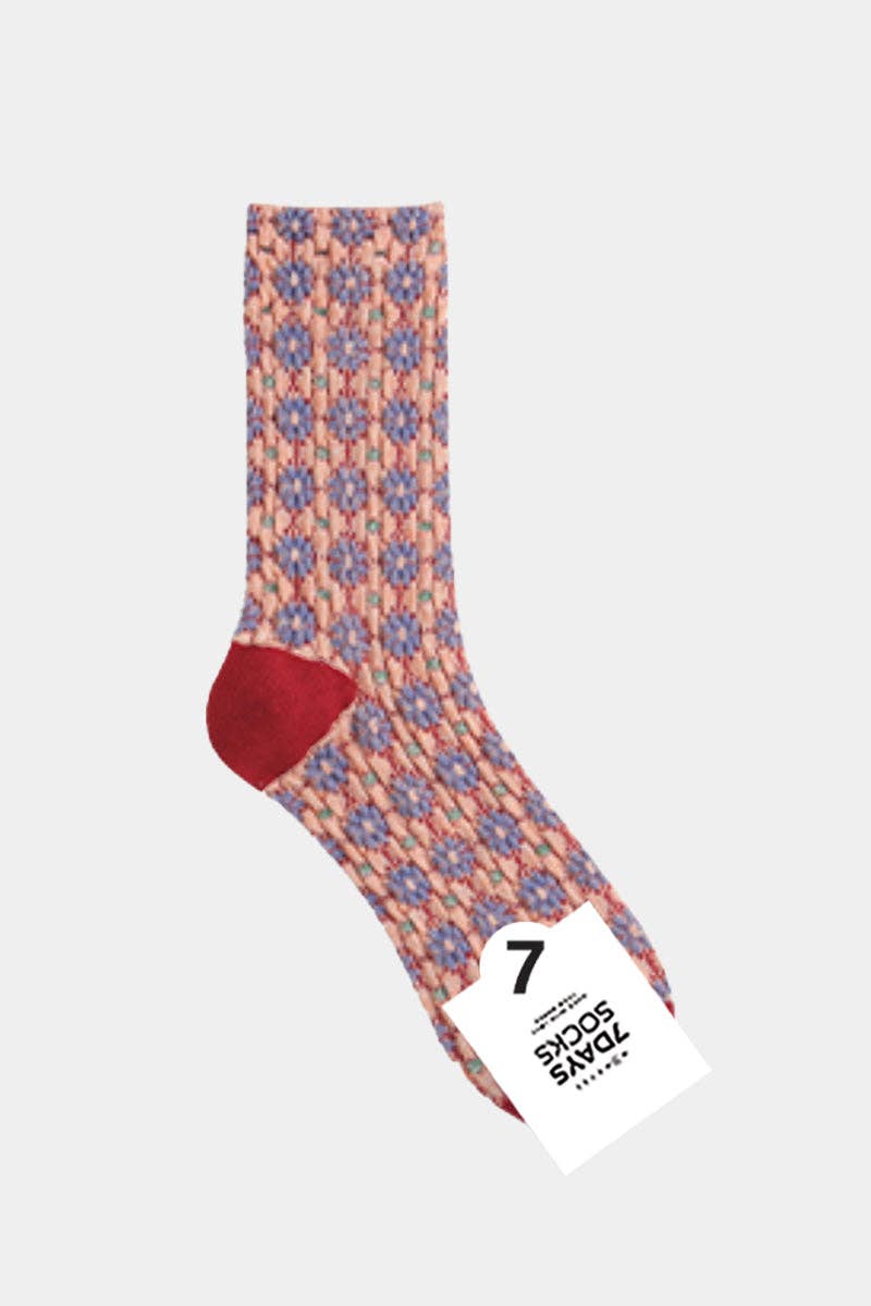 7DAYSSOCKS - Wholesale Socks - Women's - Women's Crew Embo Flower Socks6