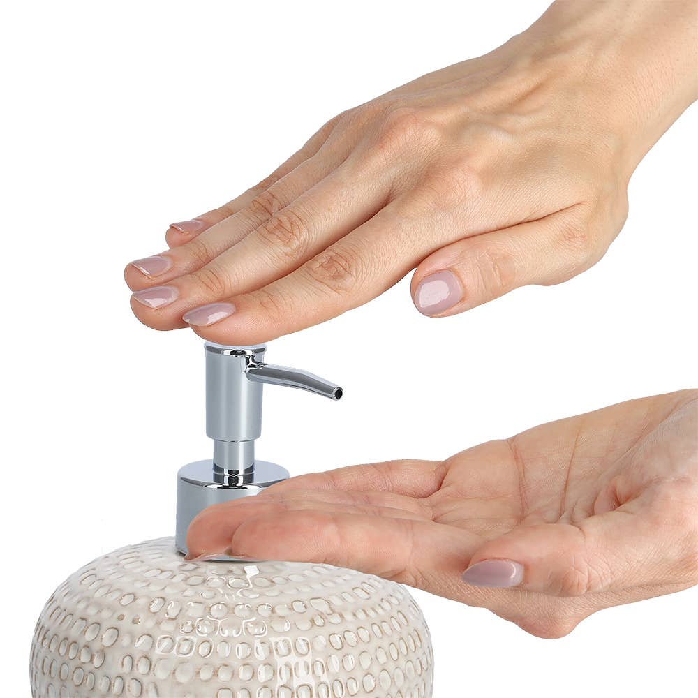 beige Seifenspender "Natural Structure", Steingut, beige für den Großhandel auf Faire2