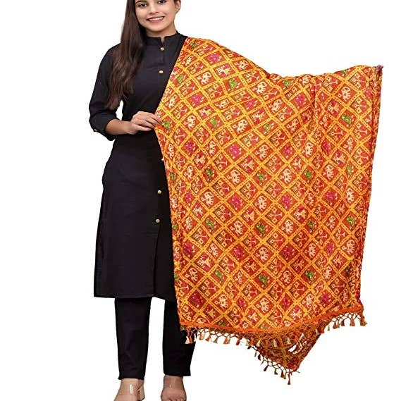 GYPSY STUDIO - Wholesale Scarf - Women's - Dupatta Rajasthani Bandhej Dupatta Silk Bandhani Bandhej 3