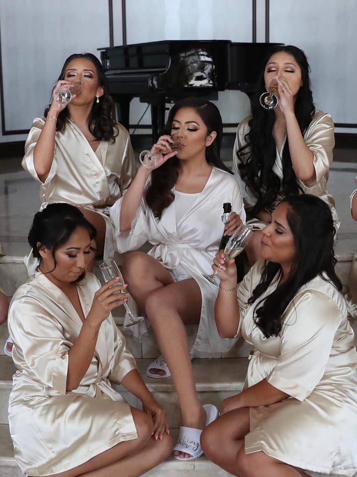 GiftsbyPR - Wholesale Robe - Women's - Champagne Silk Satin Bridesmaid Robe, Custom Satin Robe Gift12