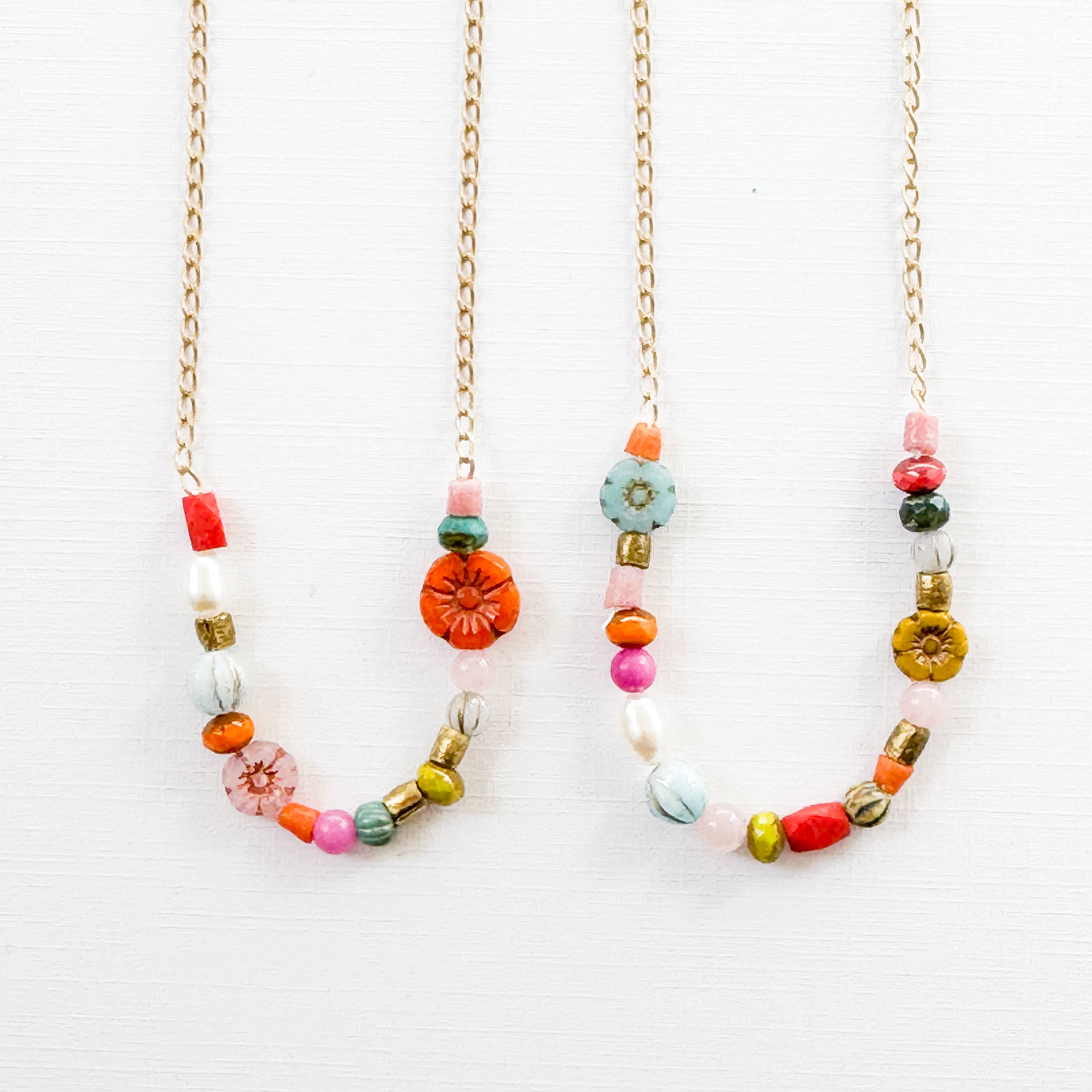 Nest Pretty Things - Wholesale Beaded/Pearl Necklace - Dainty Pearl Flower and Recycled Bead Necklace 0