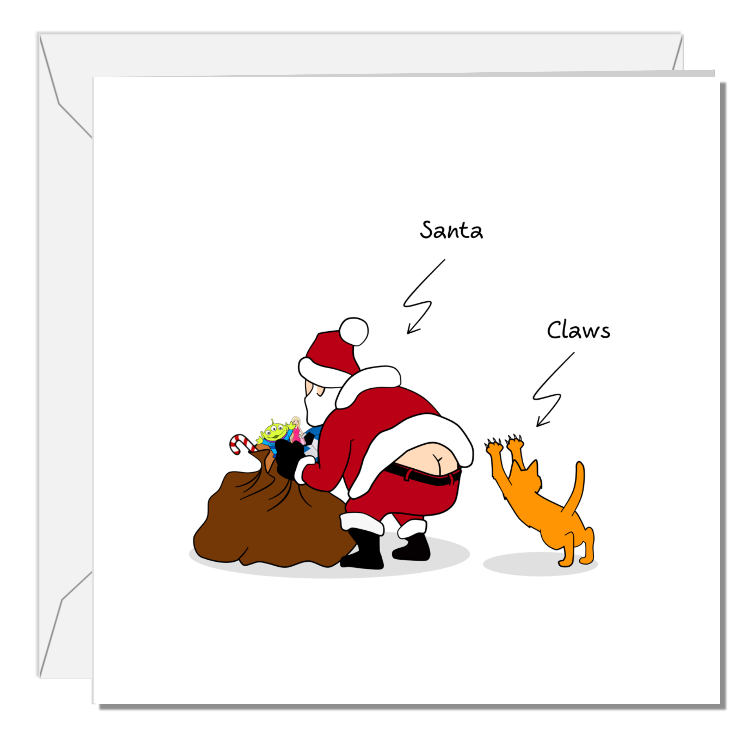Swizzoo Cards – Großhandel Weihnachtskarte – Lustige Weihnachtskarte für Katzen, Weihnachtsmann-Krallen, Sack mit Spielzeug, frech, niedlich, humorvoll, Zeichentrickfilm, Vater, Vater, Sohn, Tochter0