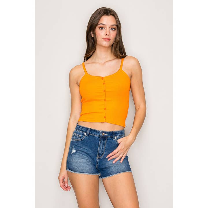 Button Down Cami with Picot Trim for wholesale by Popular 21