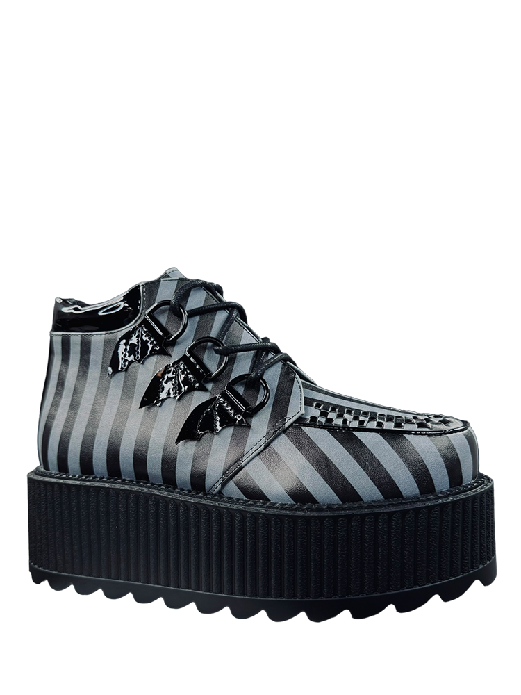 STRANGE CVLT - Wholesale Combat/Military Boots - Women's - SUPER KREEP HI STRIPE - BLACK/GREY1