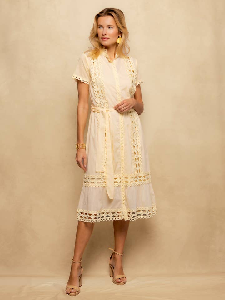 Gelbes Midi-Kleid Aria für den Großhandel von NIZA