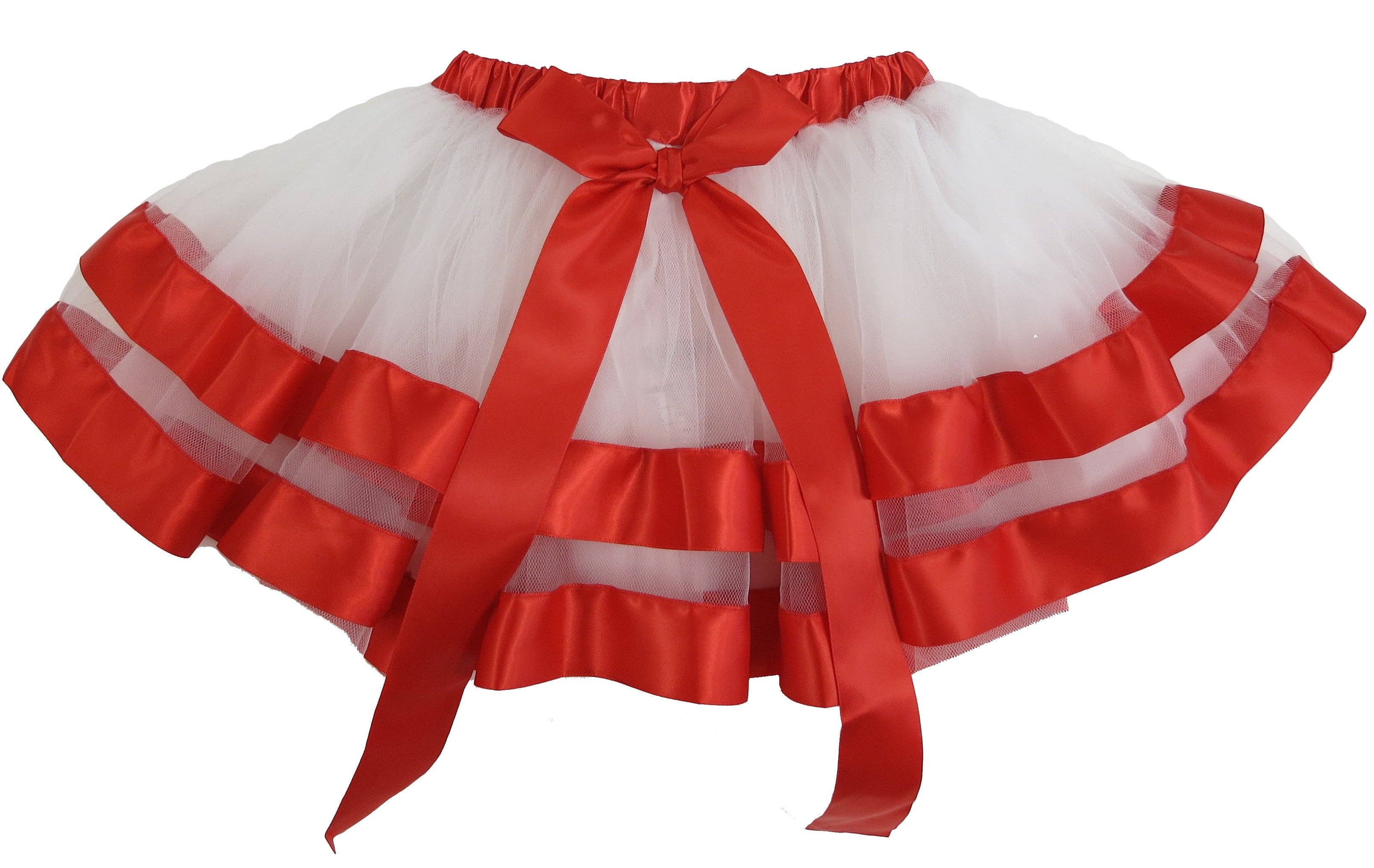 Wenchoice - Vendita all'ingrosso Tutù - Bambini - Gonna Tutu Bianca con Bordo a Nastro Rosso