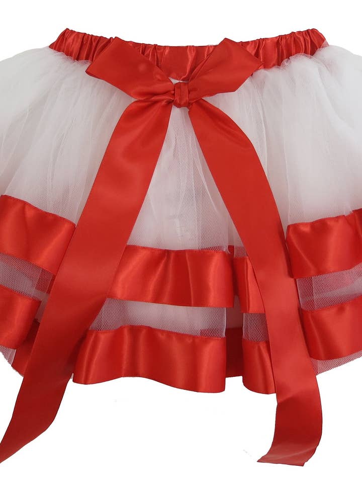 Wenchoice - Vendita all'ingrosso Tutù - Bambini - Gonna Tutu Bianca con Bordo a Nastro Rosso0