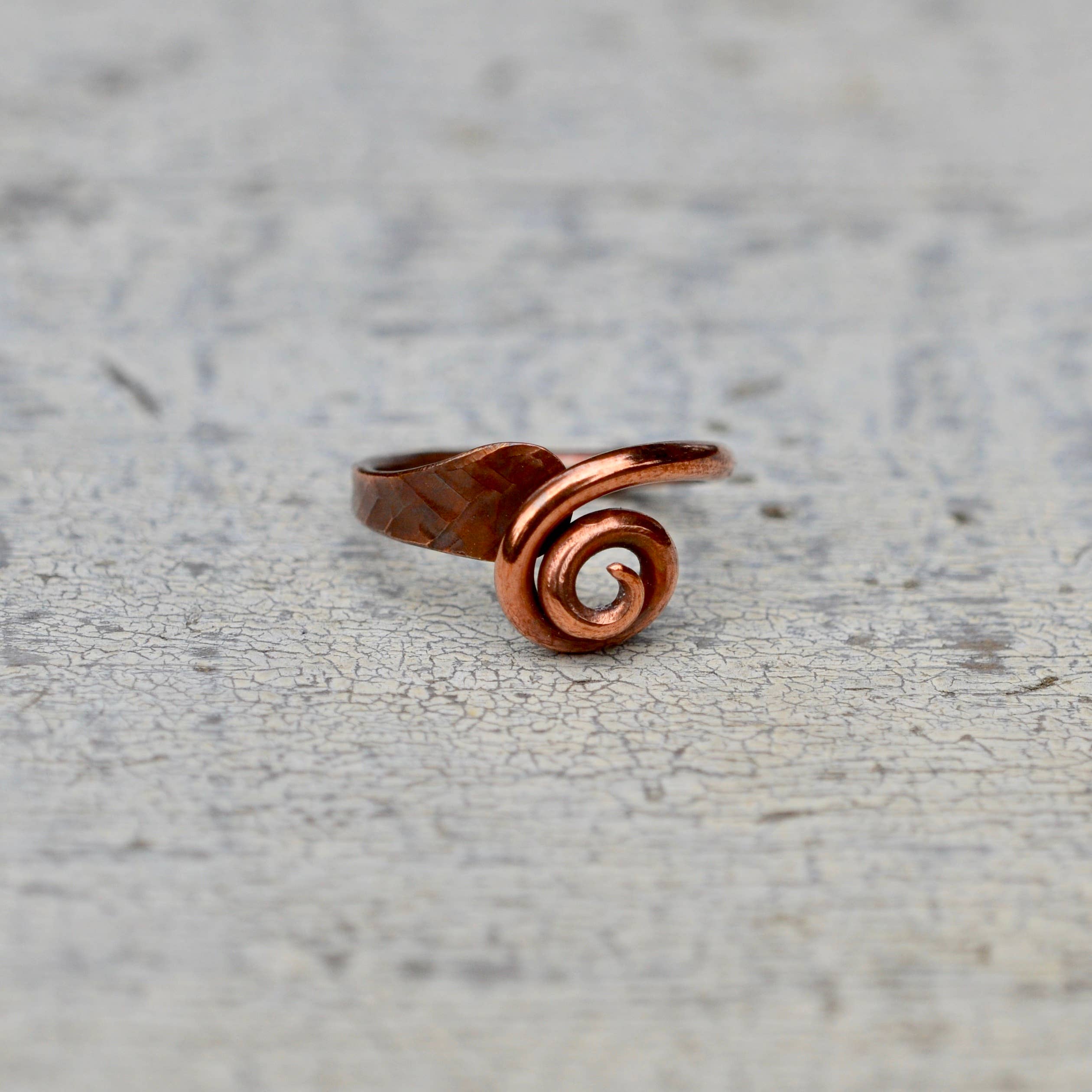 Sincerely Sarah - Wholesale Band/Stacked Ring - Small Hand Forged Spiral Copper Rings2