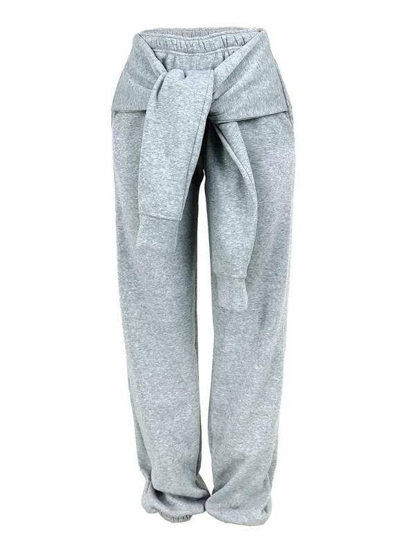 Queen Fashion - Wholesale Pants - Women's - solid knot front sweatpants1