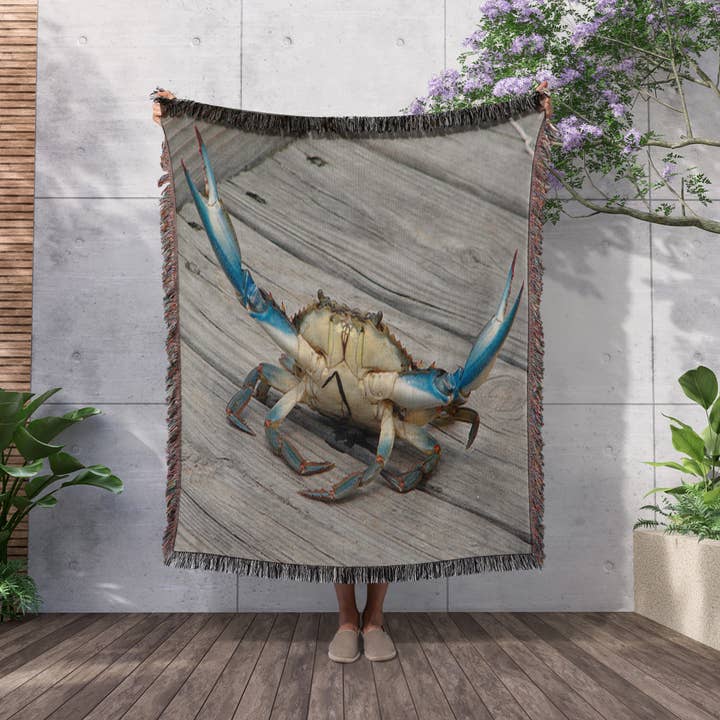 3dRose - Wholesale Throw Blanket - 3dRose, Image of Blue Crab - marine, creature, animal, wildlife, ocean, invertebrate, blue, crab, seafood, Blanket2
